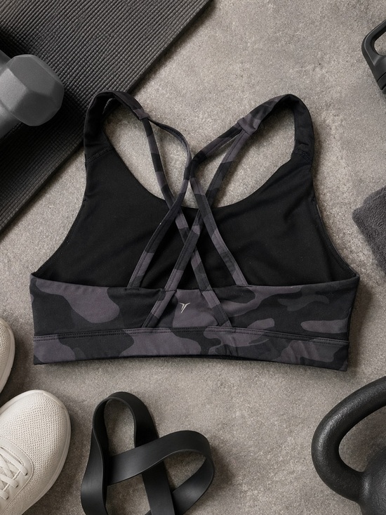 Old Navy Other - Old Navy Active Go-Dry Camo Sports Bra Medium Strappy Racerback Gray Black